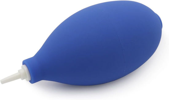 Picture of Portable Compressed Air Duster - Cordless Compressed Air Blower for Computer, Keyboard, Camera, Lens, Watch, Hearing Aids - Mini Squeeze Ball Pump Cleaner Tool with Short Nozzles (Blue)