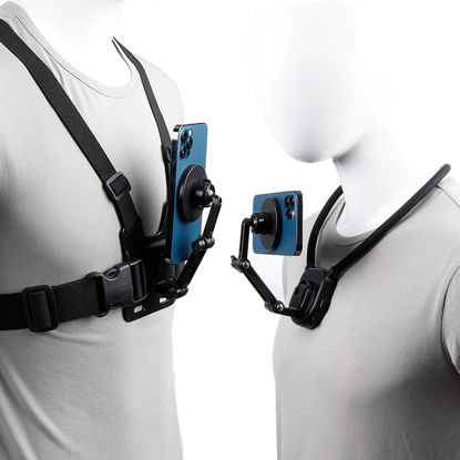 Picture of PellKing Chest Strap Mount Magnetic Neck Mount Kit for Magsafe, Hands Free Neck Phone Holder POV/Vlog Neck Mount Video Recording for iPhone 15 14 13 12 Plus Pro Max