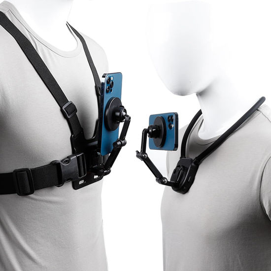 Picture of PellKing Chest Strap Mount Magnetic Neck Mount Kit for Magsafe, Hands Free Neck Phone Holder POV/Vlog Neck Mount Video Recording for iPhone 15 14 13 12 Plus Pro Max