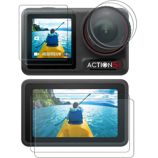 Picture of AMAZEAR Lens Screen Protector Comatible with DJI Osmo Action 5 Pro (2 Sets), Action5 Pro Accessories Tempered Glass Protector OLED Display, Ultra HD, 9H Hardness, Scratch Resistant, Bubble-Free