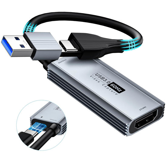 Picture of XIIXMASK USB 3.0 Video Capture Card with 100W PD - HDMI to USB/USB-C Capture Card 1440P 30fps & 1080P 60fps Video Capture Device for Streaming, Game Recording, Compatible for Quest 3, Switch, PS4/PS5