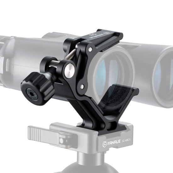 Picture of FANAUE S3 Binocular Tripod Mount Adapter with 1/4" & 3/8" Screw and ARCA Quick Release Binocular Tripod Mount, Compatible with Vortex Zeiss Nikon Swarovski Leica Leupold Bushnell Binoculars.