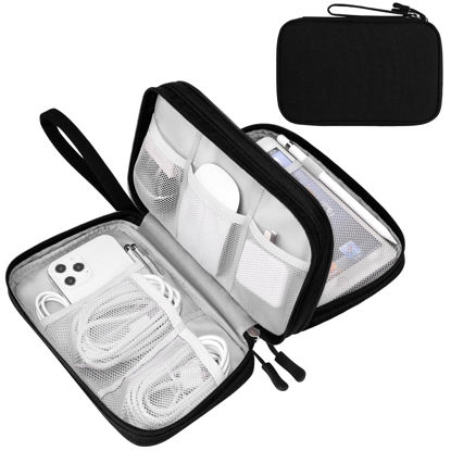 Picture of FYY Electronic Organizer, Large Travel Cable Organizer Bag Pouch Electronic Accessories Carry Case Portable Waterproof Double Layers All-in-One Storage Bag for Cable, Cord, Charger, Phone, Black