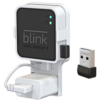 Picture of 256GB Blink USB Flash Drive, with Outlet Wall Mount for Blink Sync Module 2, Save Space and Easy Move Mount Bracket Holder for Blink Outdoor Indoor Security System (Blink Sync Module is NOT Included)