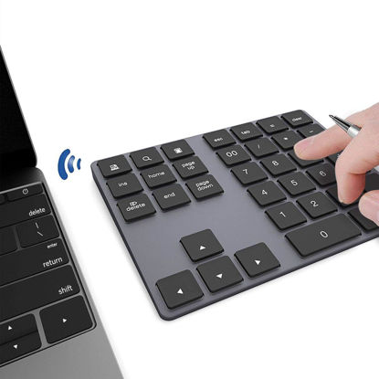 Picture of JOYEKY Bluetooth Number Pad, Wireless Numeric Keypad, USB-C Rechargeable External 34-Keys Numpad, Financial Data Entry Keyboard for iMac, MacBook Air/Pro, PC Desktop, Laptop Notebook
