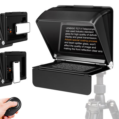 Picture of LENSGO Teleprompter for iPhone ipad Mini Smartphone,7.9’’ Mini Portable Prompter with Remote Control,APP Compatible with iOS/Android for YouTube, Zoom, Twitch, Online Teaching,Vlogger,Live Streaming