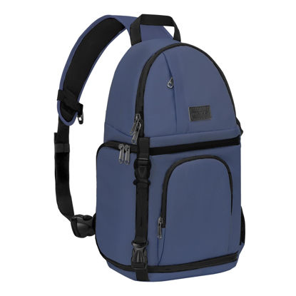 Picture of MOSISO Camera Sling Bag, DSLR/SLR/Mirrorless Camera Backpack Case Shockproof Photography Backpack with Tripod Holder & Removable Modular Inserts Compatible with Canon/Nikon/Sony/Fuji, Steel Blue