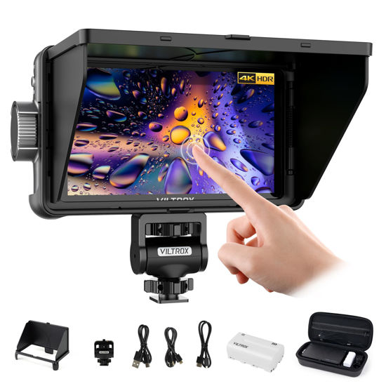 Picture of VILTROX DC-550 Touch Screen DSLR Camera Field Monitor 1200 Nits High-Bright 5.5 inch DSLR Camera Monitor with Sunshade Hood/Battery 3D LUT HDR 4K HDMI in and Out Exposure Focus Assist Waveform Monitor