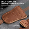 Picture of Padwa Lifestyle Green Brown Stripes Camera Strap - Double Layer Crazy Horse Cowhide End,1.5" Wide Pure Cotton Camera Straps,Adjustable Neck Shoulder Strap for All DSLR Cameras,Gift for Photographers