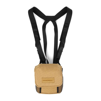 Picture of XAMOREST Universal Binocular Case, Binocular Harness for Hunting Case with Adjustable Shoulder Straps, 2 Mesh Pockets, Yellow