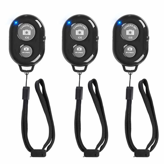 Picture of Wireless Remote Shutter for Cellphones and Tablets (3 Pack), AOQIYUE Bluetooth Remote for iPhone/Android Camera Control, Selfie Clicker for Photos and Videos - Wrist Strap Included