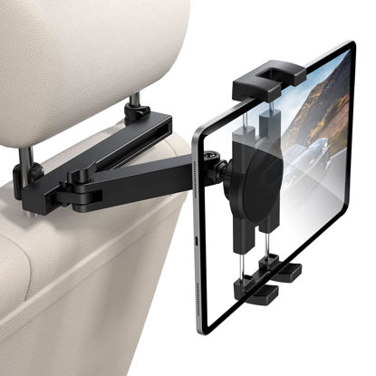 Picture of Tablet Holder for Car Headrest, [3 in 1 Adjustable Extension Arm] iPad Car Mount for Back Seat, Road Trip Essentials for Kids, for 4.7-12.9" Tablet Like iPad Pro, Air, Mini, Galaxy, Fire HD Tablet