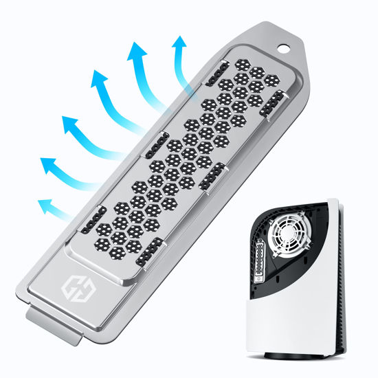 Picture of GRAUGEAR Metal Heat Dissipation Cover for PS5 M.2 SSD Expansion Slot | Fit for PlayStation 5 NVMe SSD w/Heatsink | New Breathable Cellular Hole | Cooling and Dust Proof (Silver)