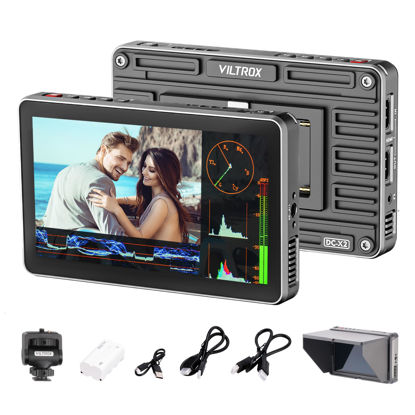 Picture of VILTROX DC-X2 2000Nits Video Field Monitor, 6 Inch Touchscreen 4K HDMI On Camera Monitor, Full HD 1920x1080 Video Monitoring 3D Lut, RGB Parade, Focus Peaking, with Sunshade Hood Battery