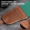 Picture of Padwa Lifestyle Green Camera Strap - Double Layer Crazy Horse Cowhide End,1.5" Wide Pure Cotton Woven Camera Straps,Adjustable Neck Shoulder Strap for All DSLR Cameras,Gift for Photographers