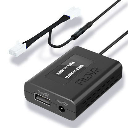 Picture of FitDVR Dash Cam Power Adapter (12pin), Compatible with Toyota Tacoma Camry Corolla RAV4 and Lexus and More, LED Display, Built-in USB Power Source, Easy Install, Plug and Play, 5V 12V Output, D3-010