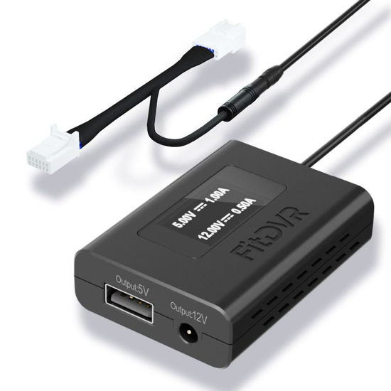 Picture of FitDVR Dash Cam Power Adapter (12pin), Compatible with Toyota Tacoma Camry Corolla RAV4 and Lexus and More, LED Display, Built-in USB Power Source, Easy Install, Plug and Play, 5V 12V Output, D3-010