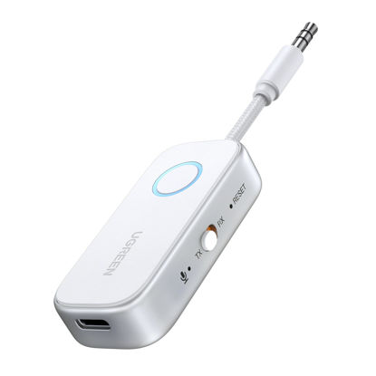 Picture of UGREEN Airplane Bluetooth 5.4 Transmitter Receiver for 2 Airpods or Headphones, Airplane Travel Essentials 2-in-1 Wireless Bluetooth Adapter, 3.5MM AUX Jack Adapter on Flight, TV, Car Stereo