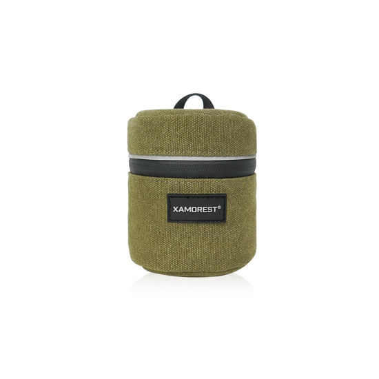 Picture of XAMOREST Camera Lens Case Lens Canvas Bag Compatible with Canon EF 24mm f 2.8/EF 50mm F 1.8¢ò, Nikon 35mm f1.8G/50mm f 1.8D/50mm f 1.4 and other Camera Lens Below 3.15" x 3.15"(D x L)(Green)