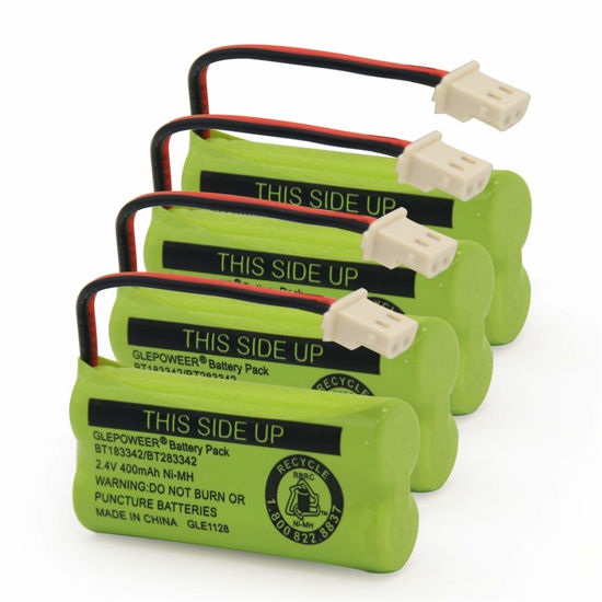 Picture of GLEPOWEER DM221 BT183342/BT283342 2.4V 400mAh Ni-MH Battery Pack, Also Compatible with Cordless Phone Batteries BT166342/BT266342 BT162342/BT262342 CS6709 CS6609 CS6509 CS6409 EL52100 EL50003(4 Pack)