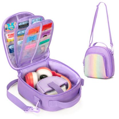 Picture of GRAOSO Carrying Case Compatible with Yoto Mini (2024 Edition), Card Holder Hold Up to 30 Cards, Travel Storage Bag for Audio Music Player & Headphone Accessories, Purple (Bag Only)
