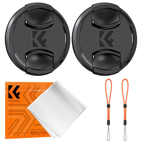 Picture of K&F Concept 43mm Front Lens Cap Cover Kit, 5-in-1 Center Pinch Lens Cover + Anti-Loss Keeper + Microfiber Cleaning Cloth Compatible with Canon, Nikon, Sony, Fujifilm Camera Lenses with 43mm Thread