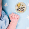 Picture of The Pooh Baby Bear Month Milestone Circles, Wooden Discs Stuff for Baby Photo Takens with Hello World Name Signs - 7Pcs Double Sided Signs for Documenting Growth