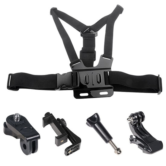 Picture of AngelReally Chest Harness Mount Adjustable Chest Strap Belt with J Hook for Gopro Hero 8 7 6/AKASO/Apeman/DBPOWER/Campark/VanTop/Dragon Touch 4k Action Cameras accessory,Camera Not Included,