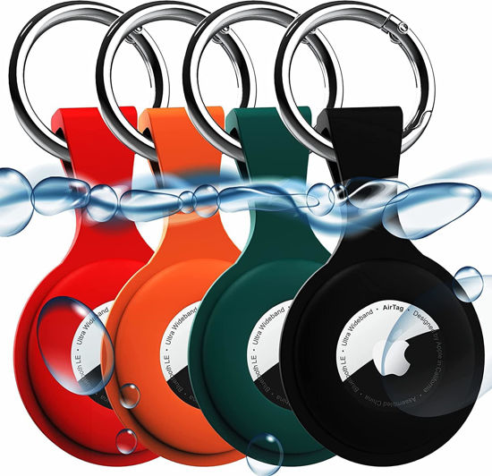 Picture of 4 Pack AirTag Holder with Keychain AirTag case with Anti-Lost Keychain, Protective Air Tag, Item Finders, for for Dog, Cat, Luggage, Wallet, Backpacks