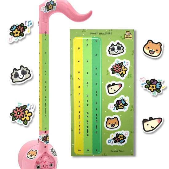 Picture of Honey Hamstore Musical Note Sticker Compatible with Otamatone Deluxe Size Synthesizer from Japan, Note Label for Beginners and Children, Multicolored, Thin Material, Helpful Practice Music Sticker