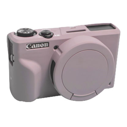 Picture of Easy Hood Camera Case for Canon Powershot G7 X Mark III Digital Camera, Silicone Soft Camera Case with Button Marker Removable Lens Cover G7X Protective Body Skin - Tiffany Pink