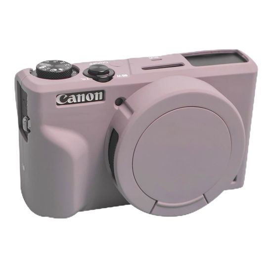 Picture of Easy Hood Camera Case for Canon Powershot G7 X Mark III Digital Camera, Silicone Soft Camera Case with Button Marker Removable Lens Cover G7X Protective Body Skin - Tiffany Pink
