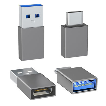 Picture of 4-Pack USB C to USB Adapters, with 2 Type C Female to A Male Converters & 2 USB C Male to USB Female Connectors, Compatible with Apple Watch, iPhone 15 Pro Max 14 13 12, AirPods, Ultra 8 9 - Gray