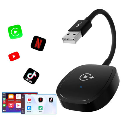Picture of Wireless CarPlay Adapter, CarPlay Wireless Adapter Supports Netflix, YouTube, and Tiktok Stream Media Play, for OEM Wired CarPlay to Wireless Dongle, Fits for Cars from 2016 & iOS 10+ Phone