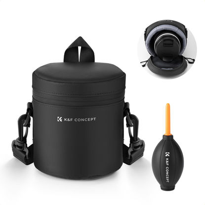 Picture of K&F Concept Camera Lens Pouch Case, Waterproof Zipper Lens Protective Bag, Shockproof All-round Camera Lens Carry Bag for DSLR SLR Lens Size Below 2.9" x4.5" (D x H)
