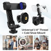 Picture of Kaitezenz Cell Phone Tripod Mount, Universal Tripod Phone Mount with 2 Cold Shoes, 360° Rotates 180° Tilts Camera Hot Shoe Phone Mount Smartphone Tripod Holder Adapter for iPhone Samsung All Phone