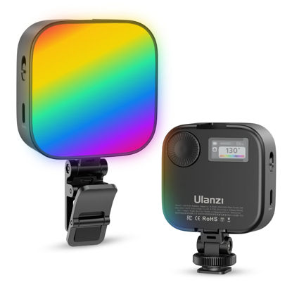 Picture of ULANZI U60 RGB Video Lights Black LED Camera Light 360° Full Color Portable Photography Lighting w Quick Release Cold Shoe Adapter and Clip, 2500mAh Rechargeable CRI 95+ 2500-9000K Dimmable Panel Lamp