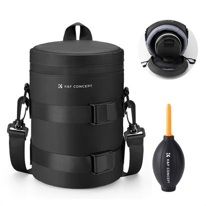 Picture of K&F Concept Camera Lens Pouch Case, Waterproof Zipper Lens Protective Bag, Shockproof All-round Camera Lens Carry Bag for DSLR SLR Lens Size Below 3.7" x7" (D x H)