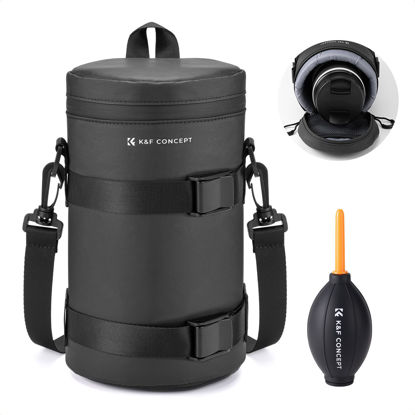 Picture of K&F Concept Camera Lens Pouch Case, Waterproof Zipper Lens Protective Bag, Shockproof All-round Camera Lens Carry Bag for DSLR SLR Lens Size Below 4.53" x8.6" (D x H)