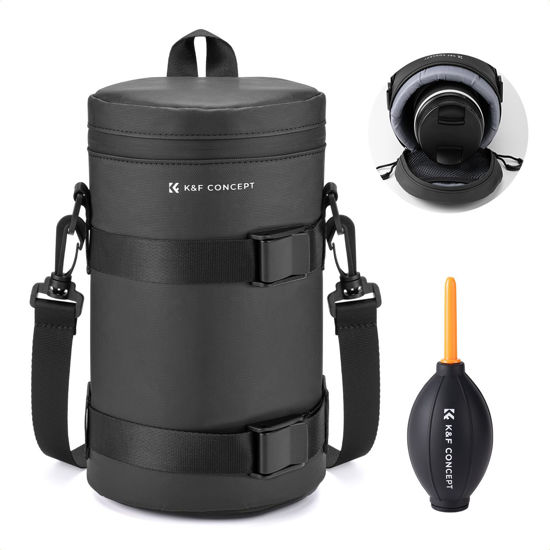 Picture of K&F Concept Camera Lens Pouch Case, Waterproof Zipper Lens Protective Bag, Shockproof All-round Camera Lens Carry Bag for DSLR SLR Lens Size Below 4.53" x8.6" (D x H)