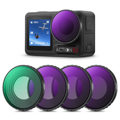 Picture of K&F Concept ND PL Filter Kit Compatible with DJI Osmo Action 5 Pro/Osmo Actioin 4, 4Pack CPL ND8 ND16 ND32 Screw On Polarizing Neutral Density Filter, HD Optical Glass/Multi-Coated/Metal Frame