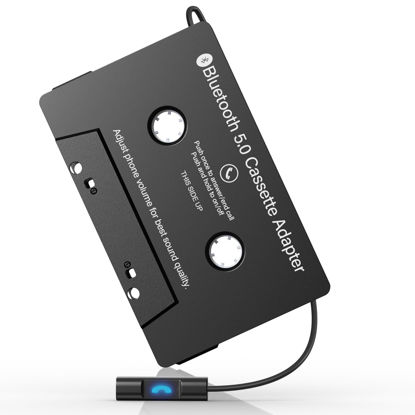 Picture of Car Cassette Audio Aux Adapter, Wireless Bluetooth 5.0 Cassette Receiver, Cassette to Aux Adapter Tape Player, for Listening to Mobile Music and Car Voice, Hands-Free Calling (Black)