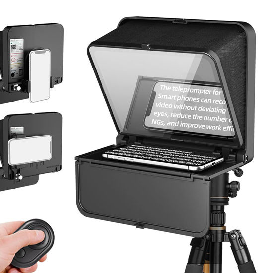 Picture of LENSGO TC7S Portable Teleprompter for Phone, Mini Teleprompter with Remote Control Compatible with iPhone & Android for Online Teaching Vlog Live Streaming Interview, Fold in One Sec