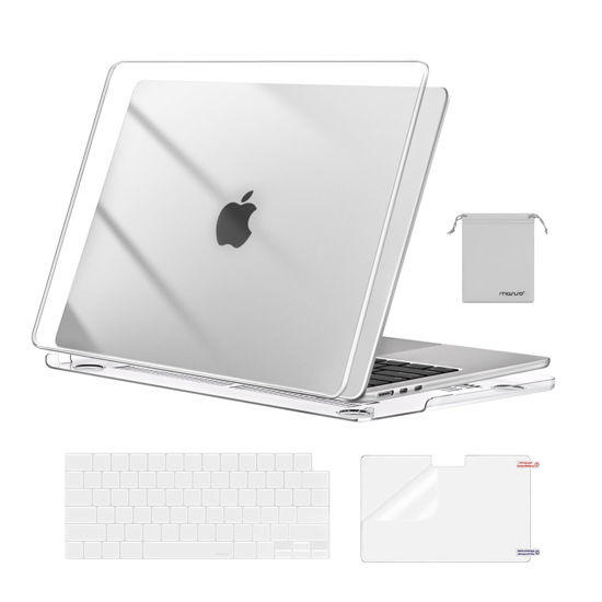 Picture of MOSISO Compatible with MacBook Air 13 inch Case 2025 2024 2023 2022 M3 A3113 M2 A2681, Plastic Hard Case&Keyboard Cover&Screen Film&Pouch Compatible with MacBook Air 13.6 inch Case, Crystal Clear