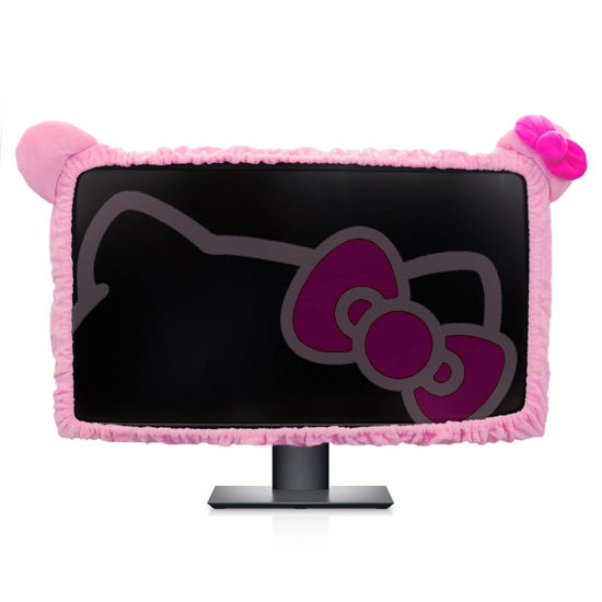 Picture of Kakurookie 23'' - 34'' Computer Monitor Protective Cover with Cat Ear Design, Cute Monitor Dust Cover with Furry Design, Elastic Dustproof, Suitable for PC, Tablet, TV