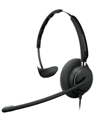 Picture of Rownfusny R06S Mono Wired USB Headsets for PC with Noise-Cancelling Microphone, Call Answer Button for MS Teams & IP Phones, Lightweight Design & Memory Foam Cushions for All-Day Comfort (Black)