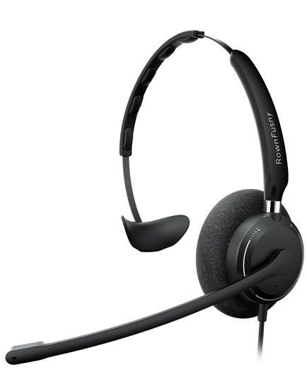 Picture of Rownfusny R06S Mono Wired USB Headsets for PC with Noise-Cancelling Microphone, Call Answer Button for MS Teams & IP Phones, Lightweight Design & Memory Foam Cushions for All-Day Comfort (Black)