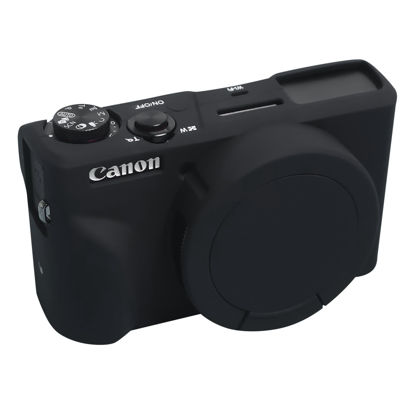 Picture of Easy Hood Case for Canon Powershot G7 X Mark III Digital Camera, Soft Silicone Protective Cover with Button Marker Removable Lens Cover for Canon Powershot G7X Mark III DSLR Camera Black