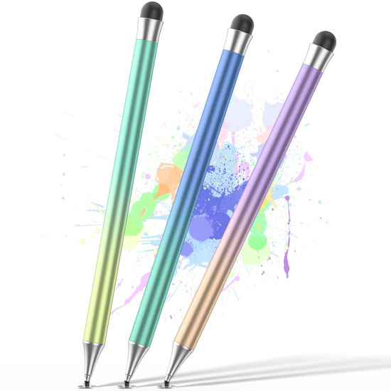 Picture of Stylus Pens for Touch Screens, Round Disk Tip Stylus Pen for iPad Compatible with/Tablet/Android/iPad/iPhone/iOS and All Capacitive Touch Screens (Corlorful-3pcs)