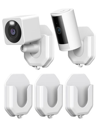Picture of 3 Pack No Drill No Screws Wall Mount Bracket Compatible with Ring Indoor Cam (2nd Gen)/Blink Mini /Mini 2 /Blink Outdoor 4/Wyze Cam v3v4 /WYZE Cam OG Cameras Adhesive Wall Mount